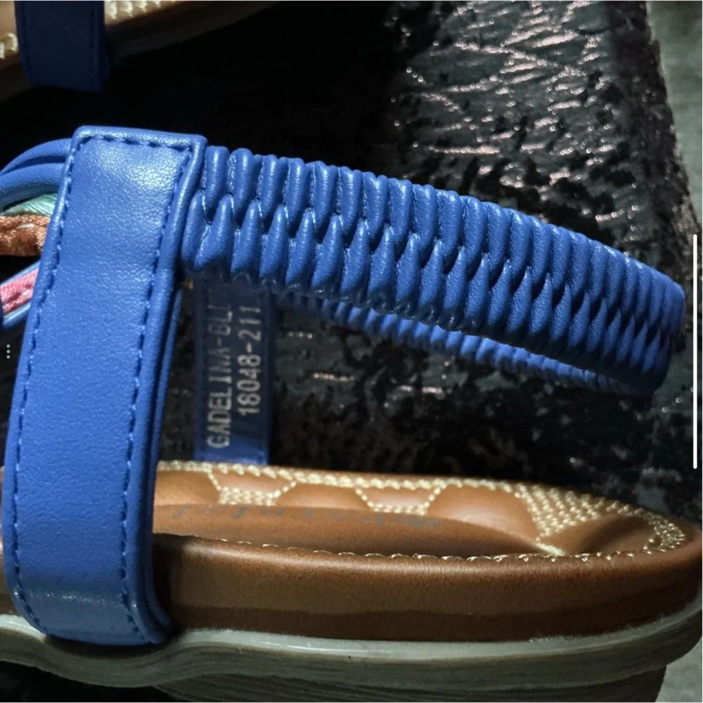 Patrizia Gadelina Blue with multicolored straps and faux diamond bead accents - Picture 4 of 16